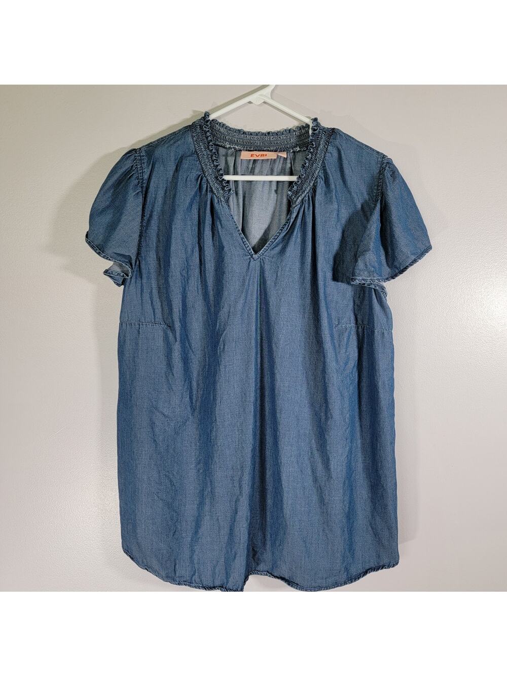 Evri Chambray Western Tunic Womens 1X Denim Style Country Ranch Rodeo Outdoors